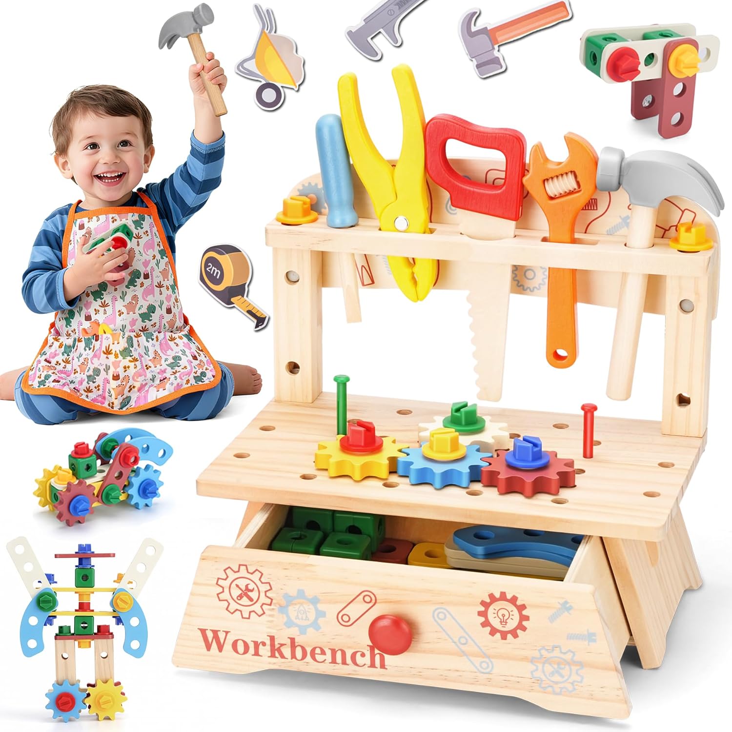 Gardening Tools Kids Set - Banc à outils en bois pour