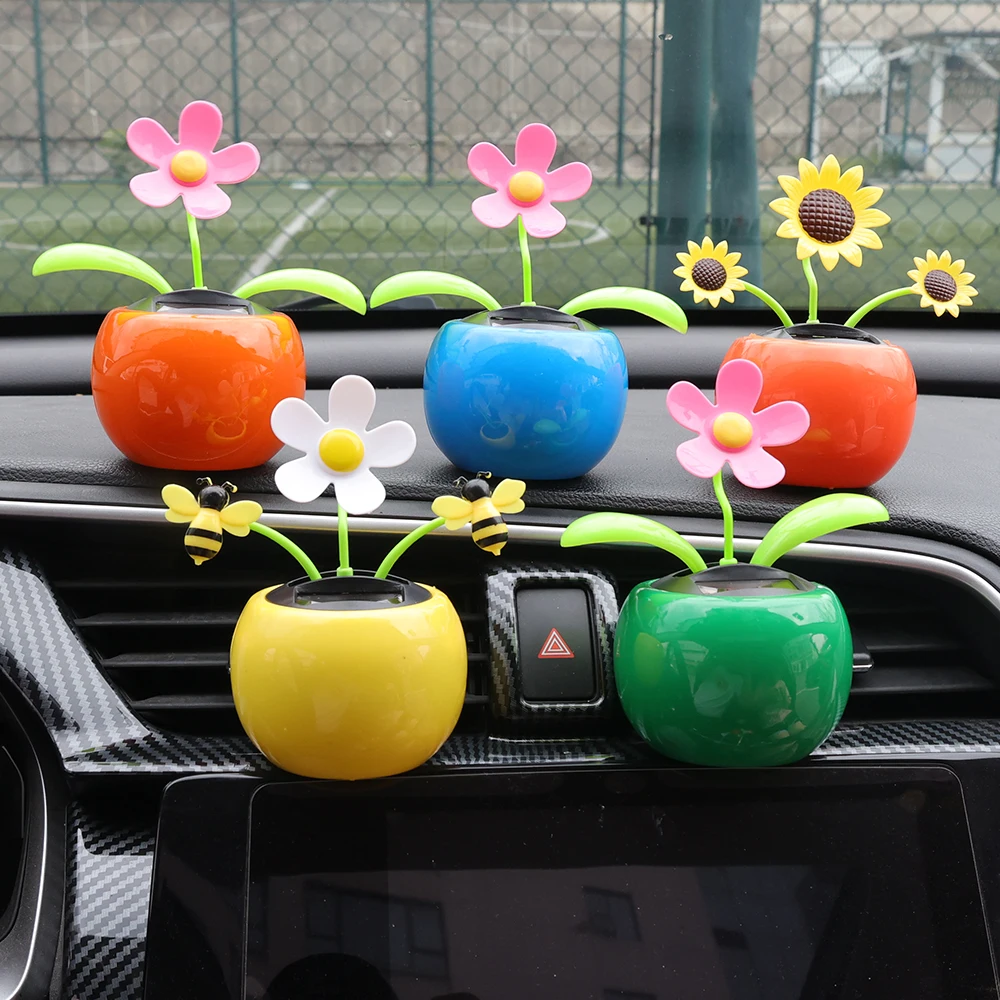 Gardening Tools Cute - Ornement de voiture à énergie solaire,