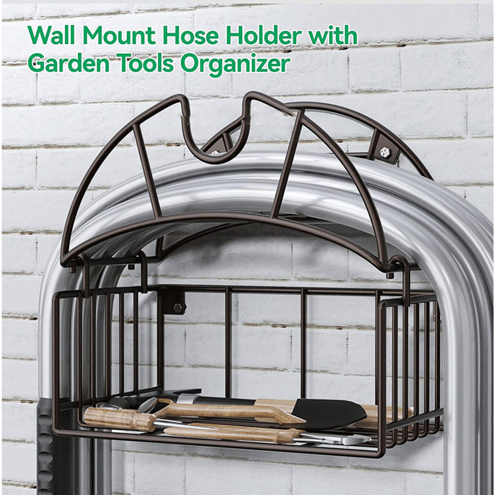 Gardening Tools Organizer - Support mural pour tuyau d'arrosage, avec