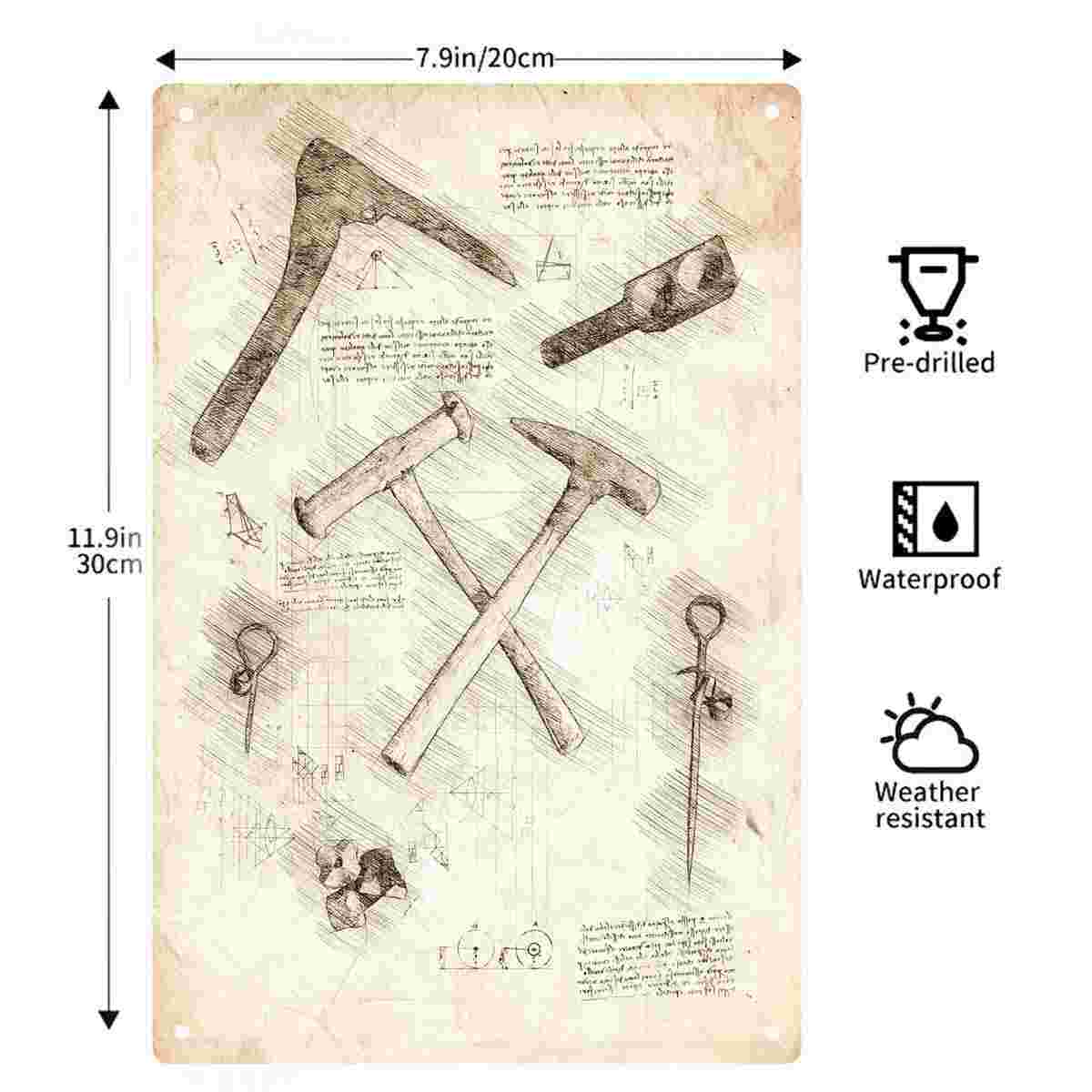 Décoration murale en métal 2D  - Gardening Tools Sketch avis et prix