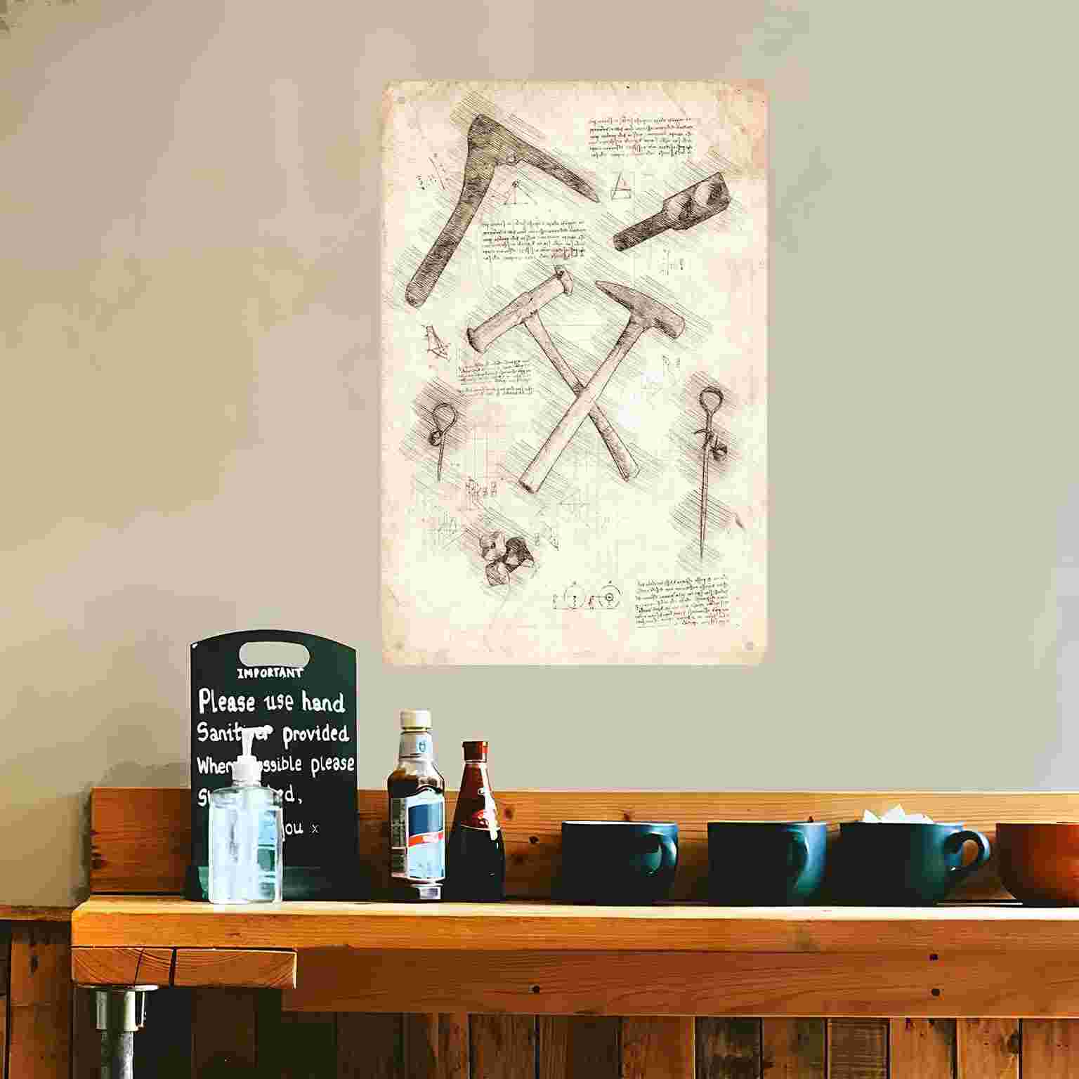 Décoration murale en métal 2D  - Gardening Tools Sketch avis et prix